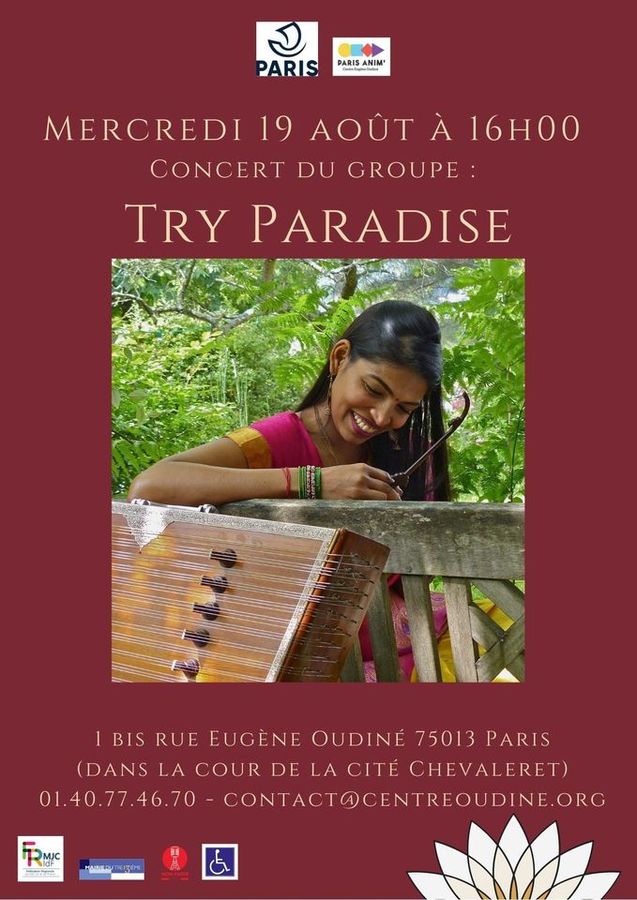 Affiche du concert au centre Paris Anim’ Eugène-Oudiné, 19 août 2020